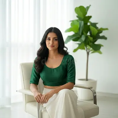 Green Scoop Neck Blouse