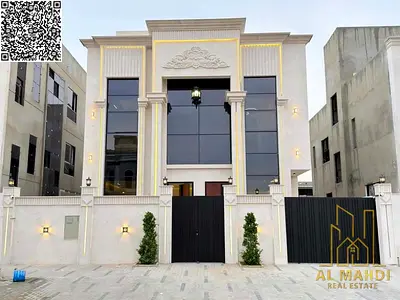 مقدم 10% – شامل رسوم التسجيل – فيلا تصميم كلاسيكي بتشطيب راقي – ارتداد 20 متر – 5 غرف ماستر + مجلس + 2 صالة + غرفة خادمة – تملك حر – الزاهية عجمان