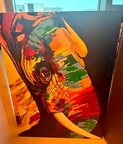 Colorful Abstract Elephant Painting on Canvas