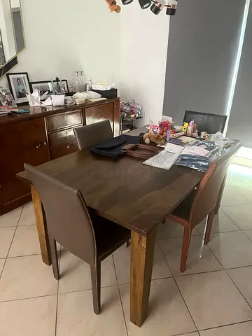 Crate Barrel Basque Honey 6 seater dining table and 4 chairs