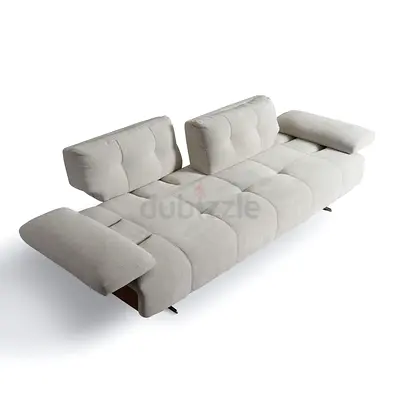 Light Grey Convertible Sofa / Futon with Adjustable Headrests