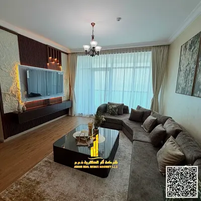 باطلالة بحرية افخم وارقى غرفتين وصاله مفروشة بالكامل للايجار الشهري في كورنيش عجمان ابراج الريزدنس