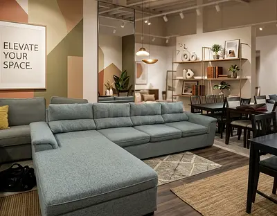 Light Grey L-Shaped Fabric Sofa with Chaise - Comfortable 4-5 Seater