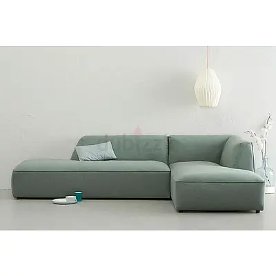 Light Green L-shaped Sectional Sofa - Modern Fabric Corner Couch