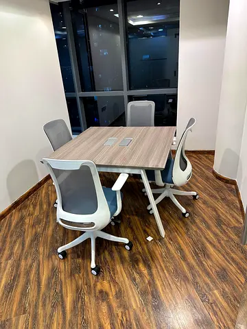 Compact 4‑Seater Office Meeting Table with Ergonomic Chairs