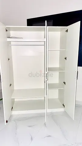 Pan Home White 3-Door Wardrobe with Shelves and Hanging Rail - Good Condition-Free delivery