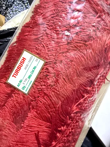 7 pieces Bundle of Red Decorative Fringe Trim - Approx. Several Meters