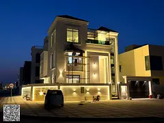A villa with a unique and very elegant classic design in a prime location in Al Zahia, with freehold