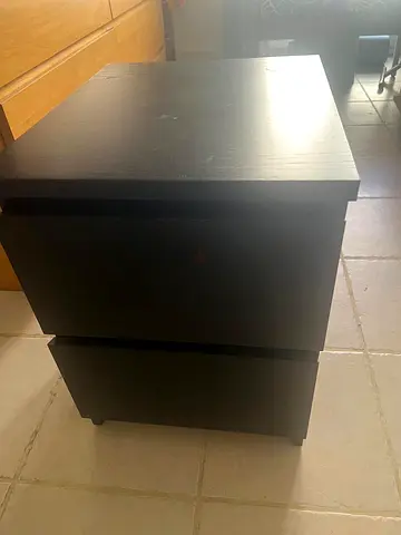 2 pieces of IKEA Black 2-Drawer Nightstand / Bedside Table