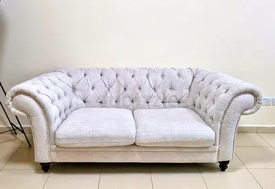 Handmade English Linen Chesterfield 2 Sofas cloud feather
