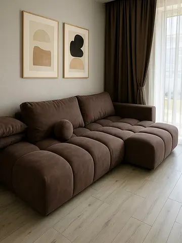 Modern Brown Modular Fabric Sofa