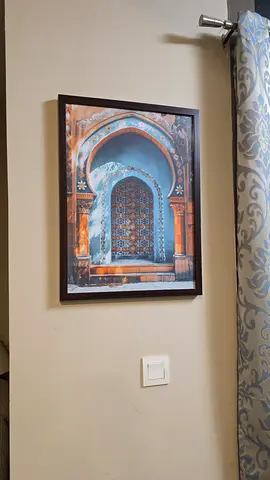 Framed Islamic Archway Wall Art - Blue  Gold Print