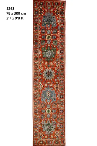 Afghan wool veg dye colors hallway Handwoven Red Runner Rug 78 x 300 cm (27 x 98)