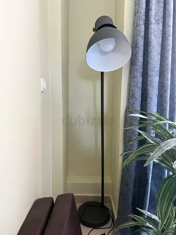 Simple Black Floor Lamp with Adjustable Shade - Good Condition