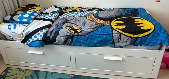 White Single Bed with Underbed Drawers — Good Condition