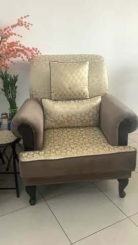 Classic single upholstered armchair with cushions - beige