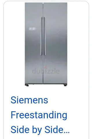 Siemens freestanding side-by-side refrigerator (stainless steel) - good condition