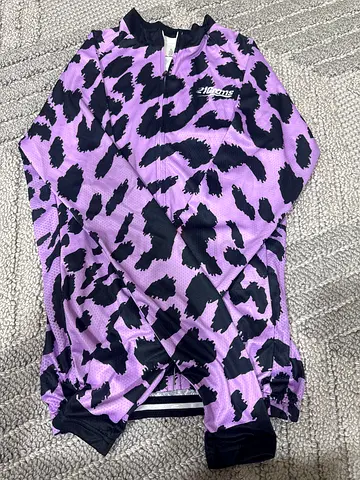 Purple and Black Leopard Print Bomber Jacket (Unisex) - Good Condition