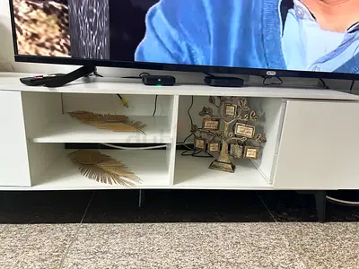 White TV Unit / Entertainment Cabinet with Open Shelves
