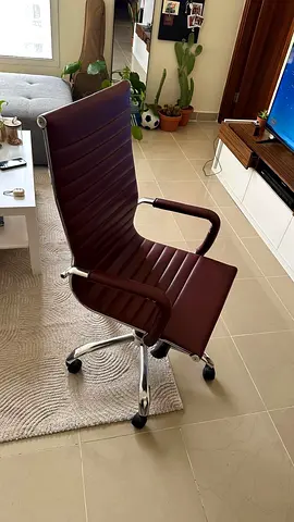 Brown Ergonomic High-Back Office Chair with Wheels