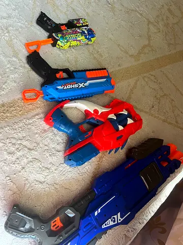 Mixed toy blasters set – 4 foam dart guns, good working condition