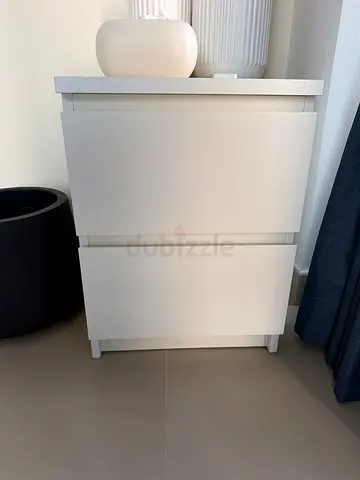 White 2-Drawer Bedside Table / Nightstand - Good Condition - 2 available