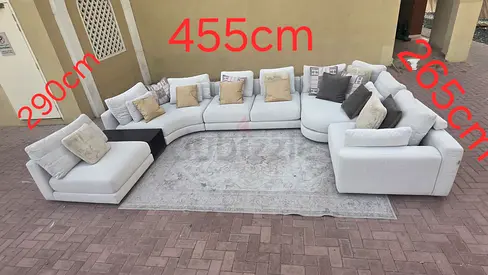 ChattelsMore Olta U Shape Sofa Beige ExceLarge U-Shaped Modular Sofa Set with Cushions (Light Grey)