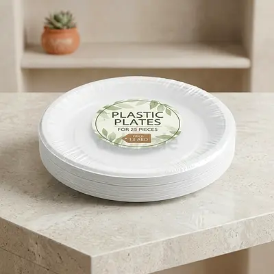 10-Inch Plastic Plates (Pack of 25)