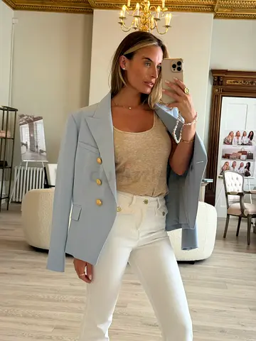 AUTHENTIC BALMAIN POWDER BLUE BLAZER (SIZE FR46/UK18)