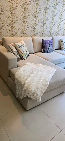 Light Beige L-Shaped Corner Sofa with Chaise