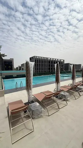 One bedroom and living room for annual rent in Sharjah, Aljada area Vida project Close to Sharjah Airport Gym and swimming pool Parking With appliance