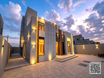 A luxurious villa for sale, including electricity, water, registration fees, and ownership, in a prime strategic location near Sheikh Mohammed Bin Zay