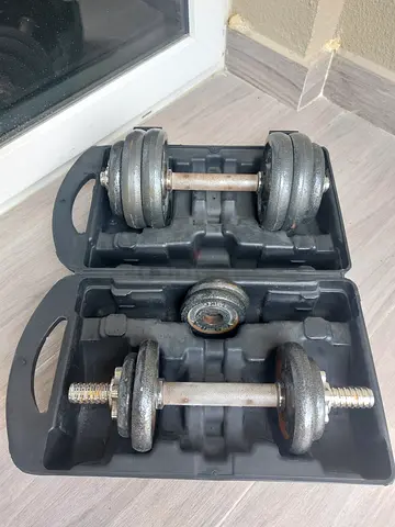 Adjustable Cast Iron Dumbbell Pair with Case - Used