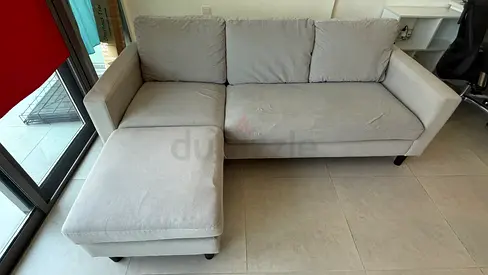 L-Shape Sofa with Ottoman – Clean, Washable Covers