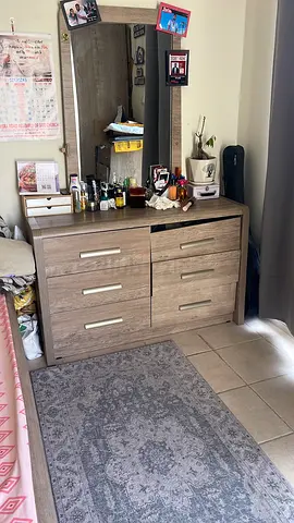 Wood-effect Chest of Drawers with Mirror - Good Condition