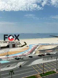 2BHK first row on Ajman Corniche with spacious layout, balcony, large kitchen, 2 bathrooms, central