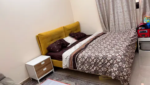 Used Double Bed with Headboard and Nightstand - Good Condition