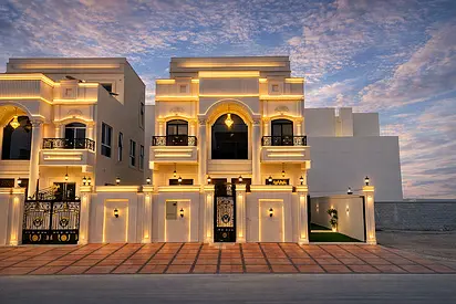 Luxury classic villa for sale in Al Bahia, Ajman. 3 floors, freehold ownership, cash or bank financ