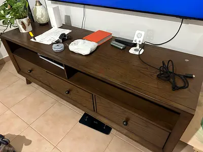Solid Wood TV Console / Entertainment Unit - Dark Brown, Good Condition
