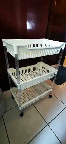 3-Tier Plastic Storage Rack on Wheels - White