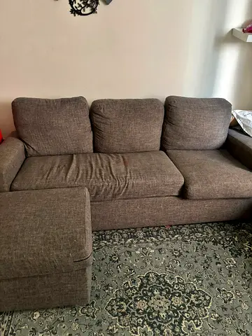 Gray 3-Seater Fabric Sofa L Shape - Good Condition