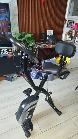 Foldable Upright Exercise Bike with Backrest - Compact Home Fitness