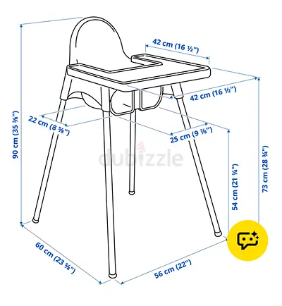IKEA Simple detachable baby high chair with tray and seat cover