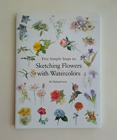 Watercolor book sketching flowers