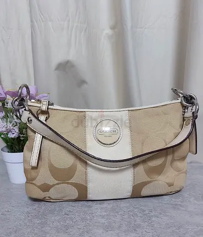 Preloved Coach Signature Stripe Demi shoulder bag
