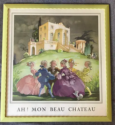 Framed Vintage Print Ah! Mon Beau Chateau — Classical Chateau Scene