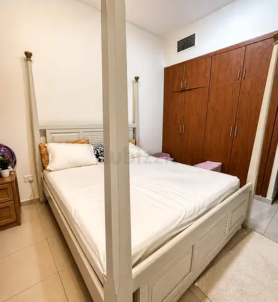 White Four-Poster Double Bed with Storage Panel Headboard - Good Condition