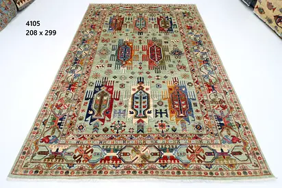 3x2m Afghan wool Handwoven waziri Style Wool Rug carpet- 208 x 299 cm
