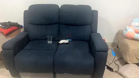 Two-seater Recliner Sofa — Dark Blue, Electric/Manual Recline- fridge- homebox bed set premium colle