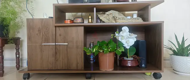 Low TV Unit / Media Console with Storage on Wheels